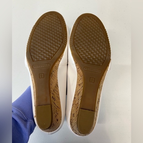 Aerosoles Application Bone Peep Toe Low Wedge Heels Size 9 - Picture 5 of 8